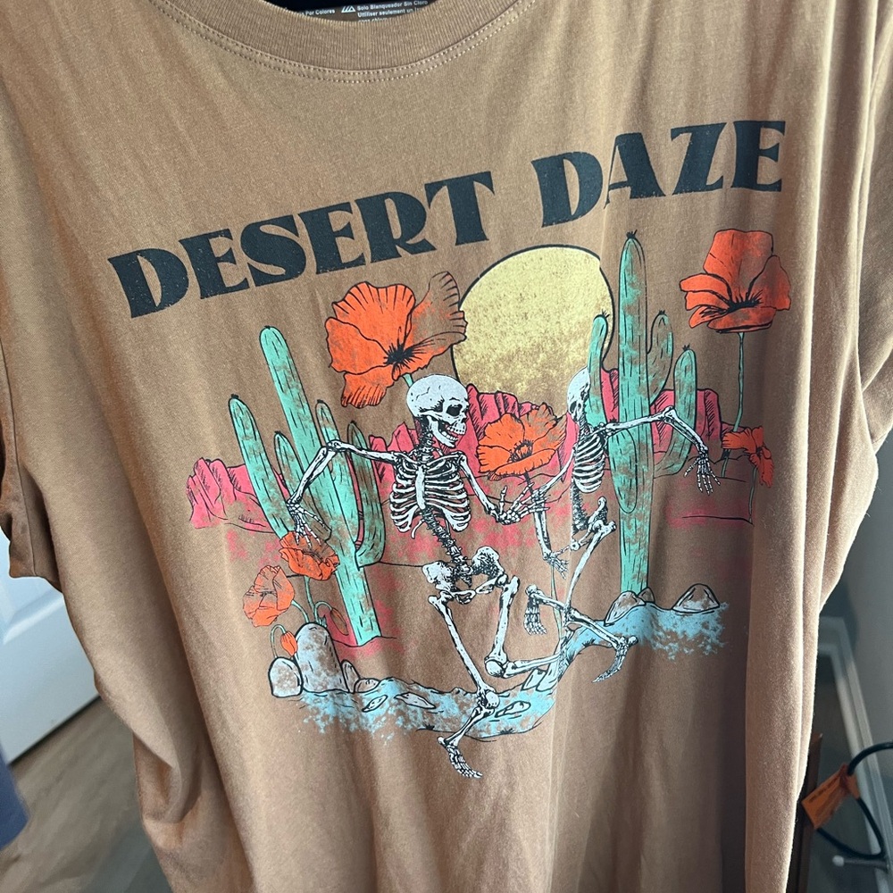 Mighty Fine Brown Graphic Crewneck Tee with Turquoise & Orange Accents
